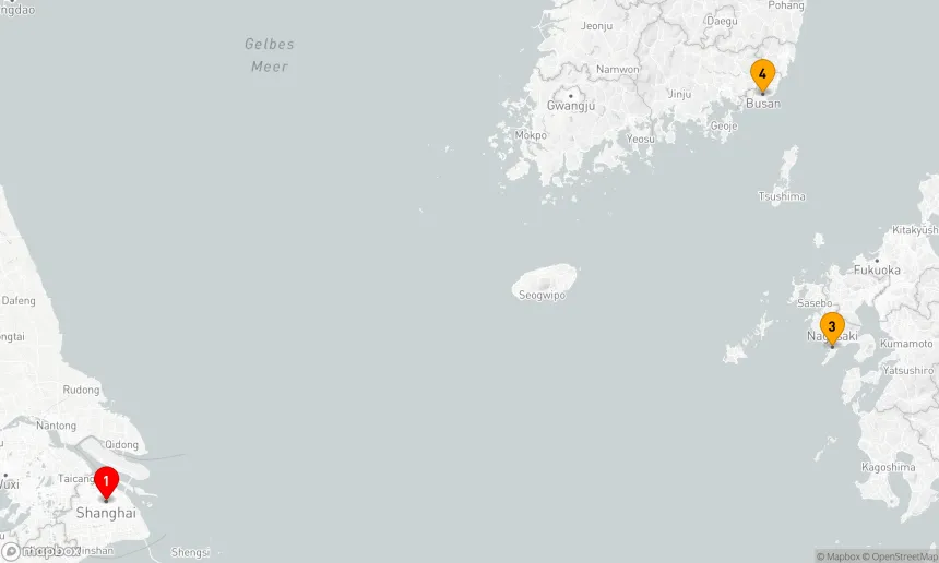 Route 5 Nächte - NAGASAKI & BUSAN KREUZFAHRT