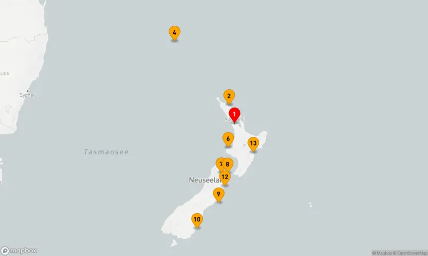 Route 14 Nächte - NEUSEELAND INTENSIV KREUZFAHRT: AUCKLAND, DUNEDIN & KAIKOURA