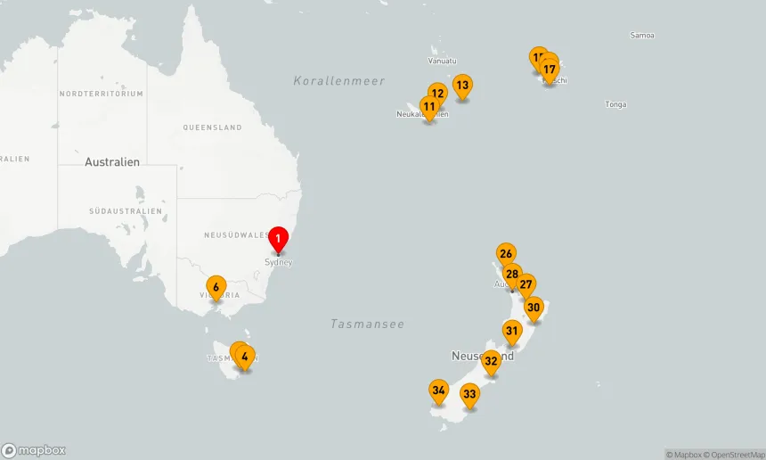 Route 36 Nächte - Neuseeland, Tasmanien & Fidschi