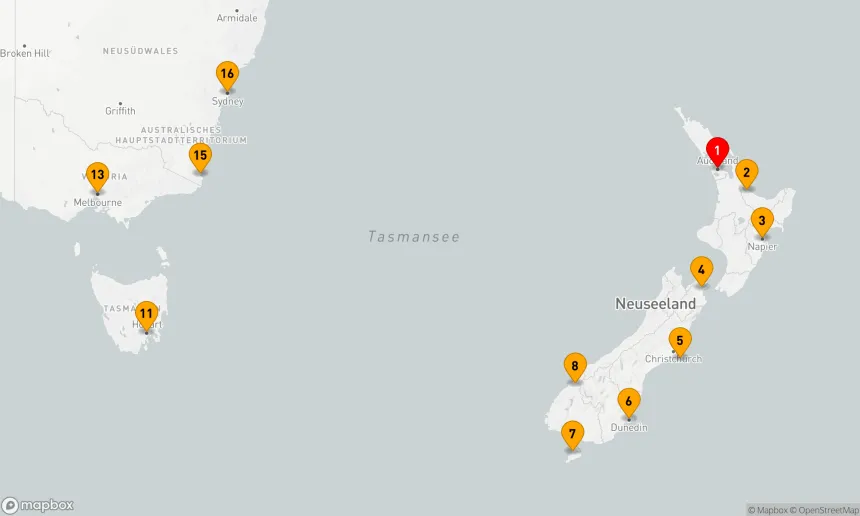 Route 15 Nächte - NEUSEELAND & AUSTRALIEN KREUZFAHRT: AUCKLAND, HOBART & SYDNEY
