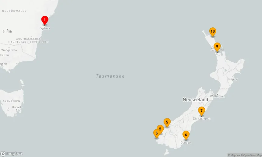 Route 12 Nächte - NEUSEELAND URLAUBSKREUZFAHRT