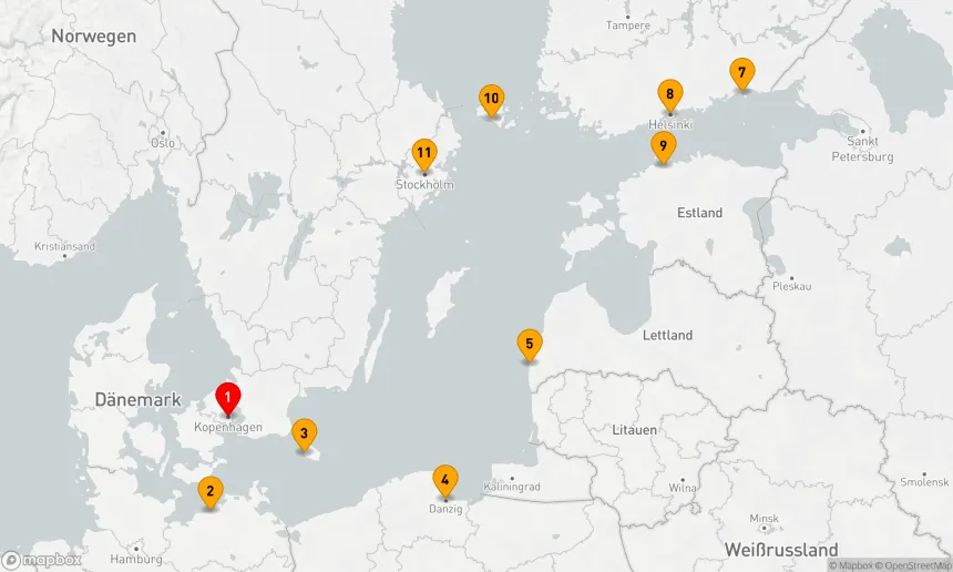 Route 11 Nächte - NORDEUROPA & OSTSEEKREUZFAHRT: DANZIG,  HELSINKI & STOCKHOLM