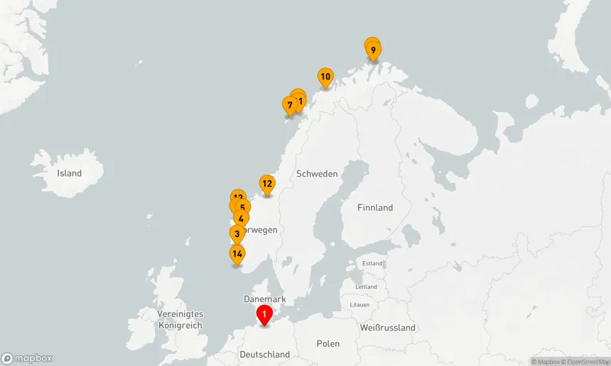 Route 15 Nächte - Nordeuropas Fjordzauber: Entdeckungsreise zu Norwegens Naturwundern