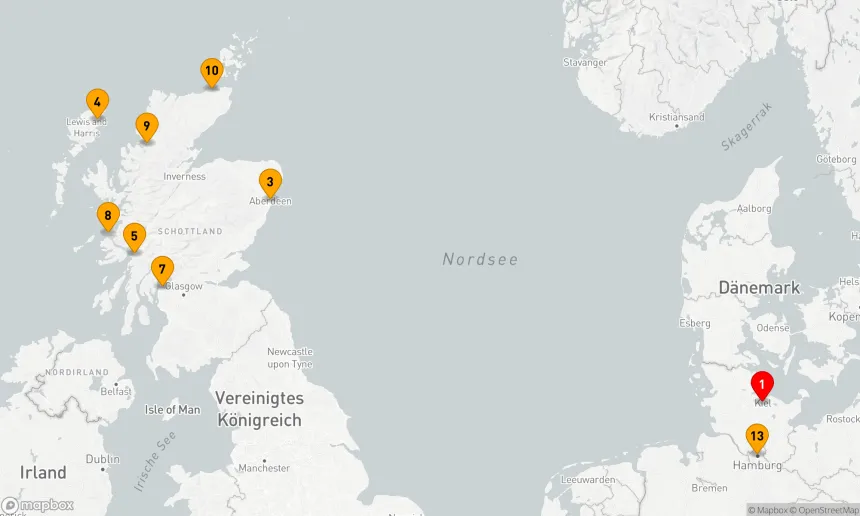 Route 12 Nächte - Nordische Entdeckungsreise: Schottlands Zauber und Nordsee-Glanz