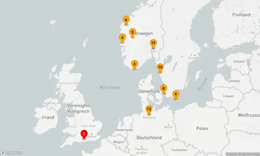 Route 14 Nächte - Nordische Erkundung der Fjorde und Metropolen