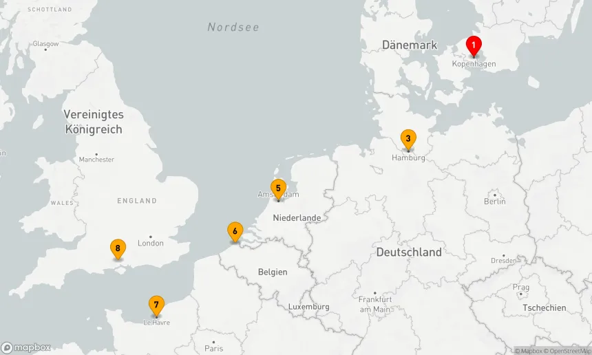 Route 7 Nächte - Nordseezauber: Von Kopenhagen nach Southampton