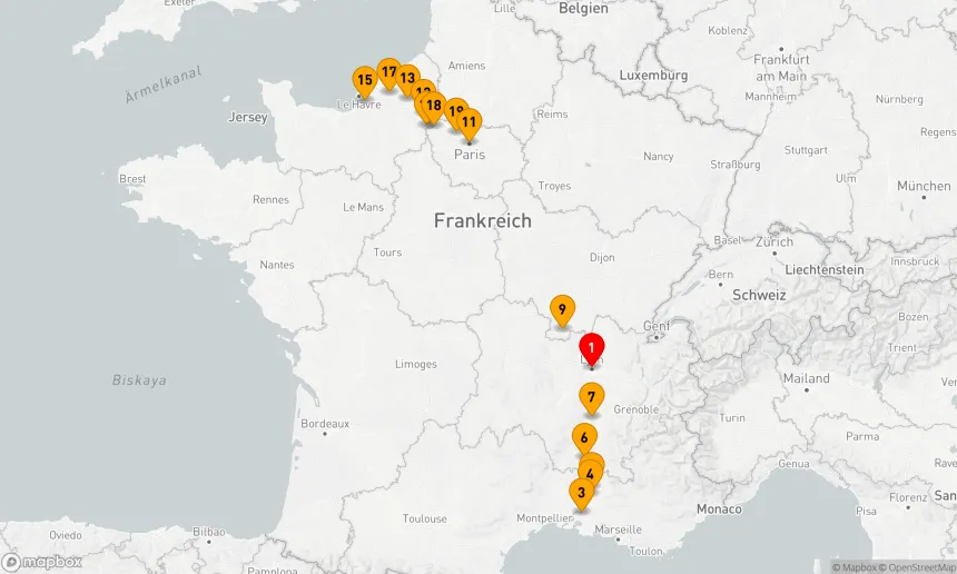 Route 20 Nächte - Normandie & Edelsteine an der Seine & Spektakulärer Süden Frankreichs