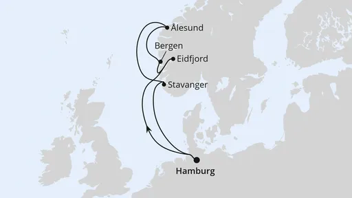 Route Norwegen ab Hamburg