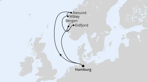 Route Norwegen ab Hamburg