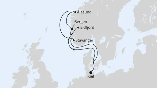Route Norwegen ab Kiel 1