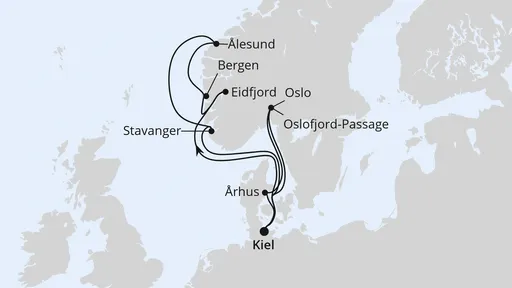 Route Norwegen ab Kiel 2