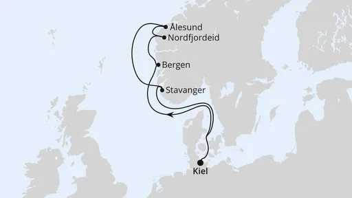 Route Norwegen ab Kiel