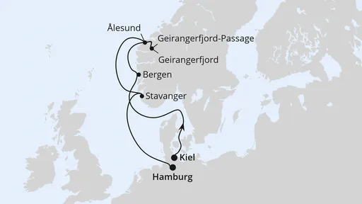 Route Norwegen ab Kiel