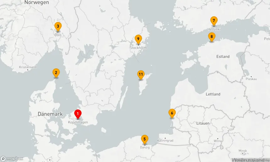 Route 12 Nächte - Norwegen,  Dänemark und Schweden