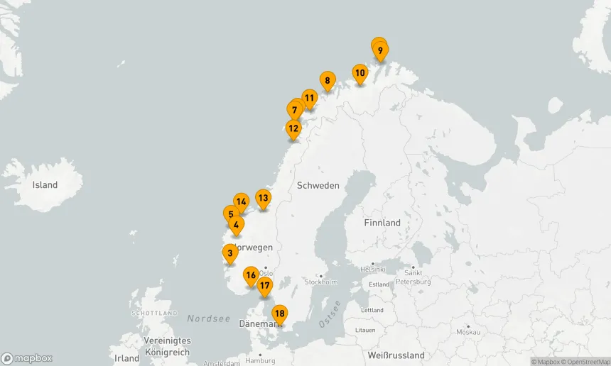 Route 17 Nächte - NORWEGEN INTENSIV KREUZFAHRT: OLDEN, NORDKAP & TRONDHEIM