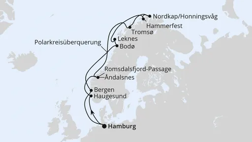 Route Norwegen mit Lofoten & Nordkap ab Hamburg