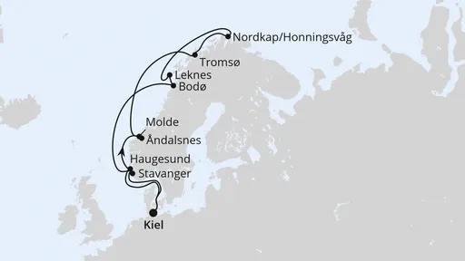 Route Norwegen mit Lofoten & Nordkap ab Kiel