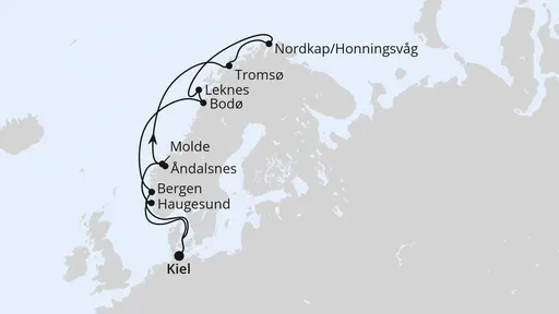 Route Norwegen mit Lofoten & Nordkap ab Kiel