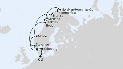 Route Norwegen mit Lofoten & Nordkap ab Kiel