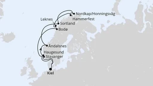 Route Norwegen mit Lofoten & Nordkap ab Kiel