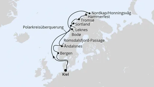 Route Norwegen mit Lofoten & Nordkap ab Kiel