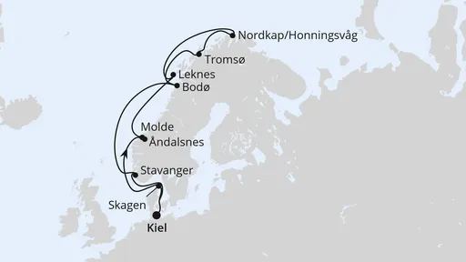 Route Norwegen mit Lofoten & Nordkap ab Kiel
