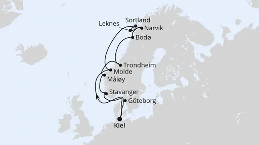 Route Norwegen mit Lofoten & Vesterålen ab Kiel