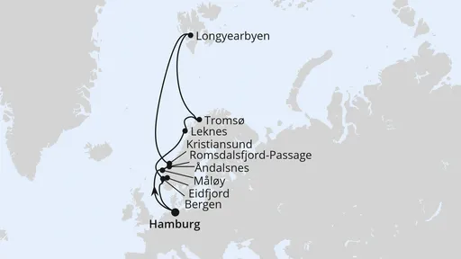 Route Norwegen mit Spitzbergen & Lofoten ab Hamburg