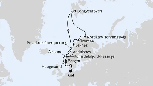 Route Norwegen mit Spitzbergen & Lofoten ab Kiel