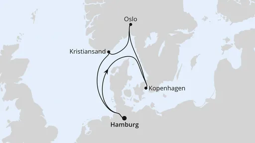 Route Norwegen & Dänemark ab Hamburg