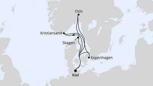 Route Norwegen & Dänemark ab Kiel 1