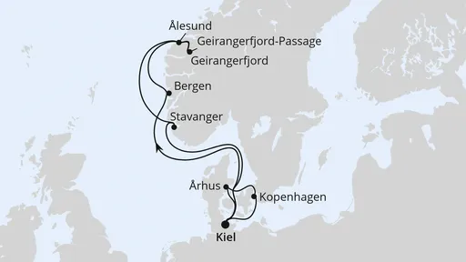 Route Norwegen & Dänemark ab Kiel 1