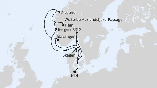 Route Norwegen & Dänemark ab Kiel 2