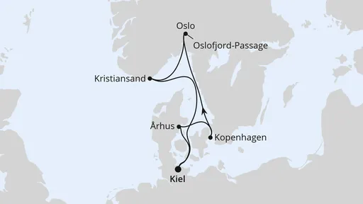 Route Norwegen & Dänemark ab Kiel