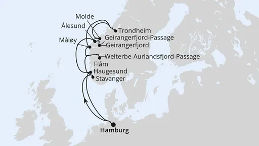 Route Norwegens Fjord-Weltnaturerbe ab Hamburg 2