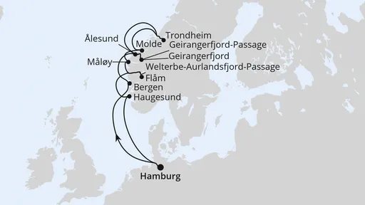 Route Norwegens Fjord-Weltnaturerbe ab Hamburg 2