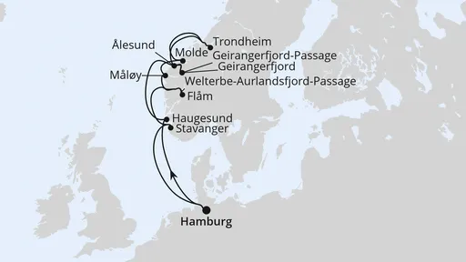 Route Norwegens Fjord-Weltnaturerbe ab Hamburg 2