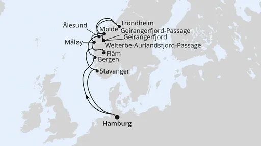 Route Norwegens Fjord-Weltnaturerbe ab Hamburg 2