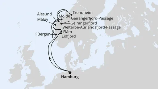 Route Norwegens Fjord-Weltnaturerbe ab Hamburg 2