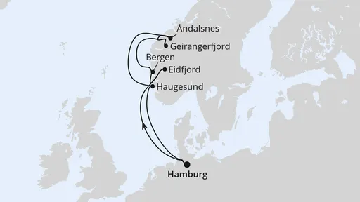 Route Norwegens Fjord-Weltnaturerbe ab Hamburg 3