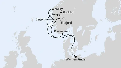 Route Norwegens Fjorde ab Warnemünde 1