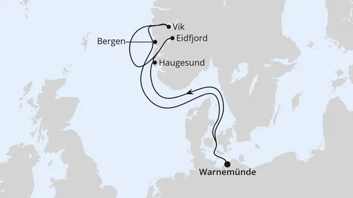 Route Norwegens Fjorde ab Warnemünde
