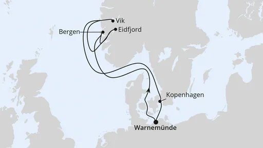 Route Norwegens Fjorde ab Warnemünde