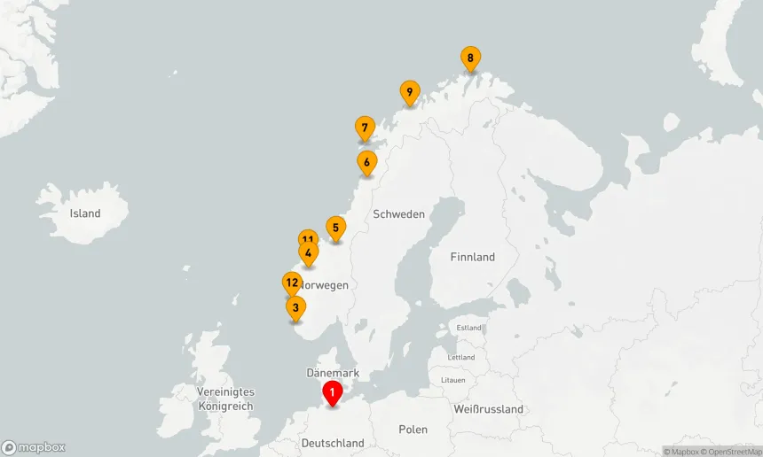 Route 13 Nächte - Norwegens Fjorde und das Nordkap (EUX2812)
