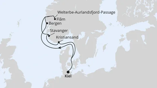Route Norwegens Welterbe ab Kiel