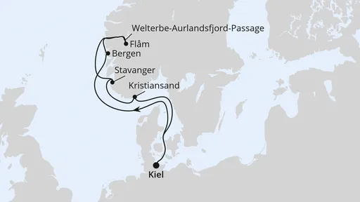 Route Norwegens Welterbe ab Kiel