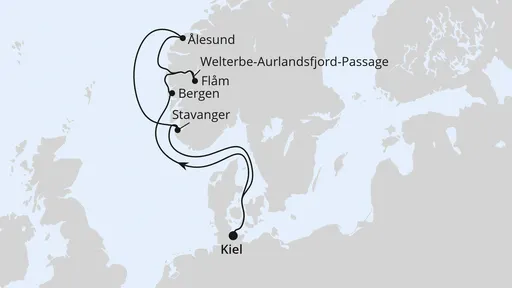 Route Norwegens Welterbe ab Kiel