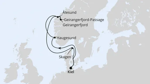 Route Norwegens Welterbe ab Kiel