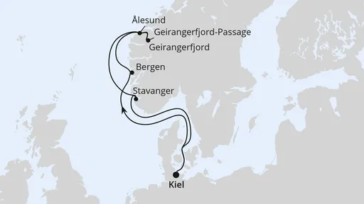 Route Norwegens Welterbe ab Kiel