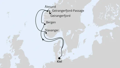 Route Norwegens Welterbe ab Kiel